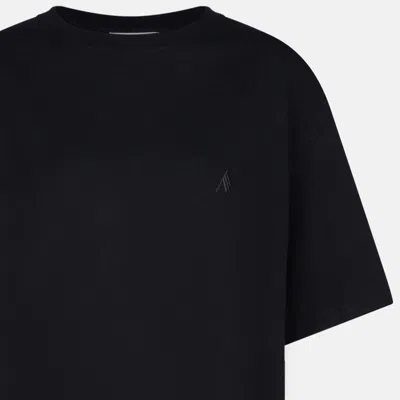 Attico Asymmetric Oversized Round Neck Short Sleeve Top In Black