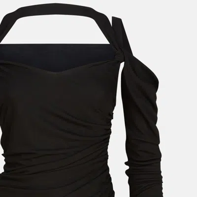 Attico The   Black Midi Dress In Viscose Crêpe