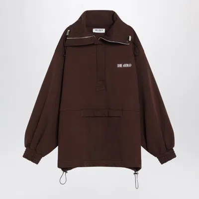 Attico Brown Double American Fleece Anorak Sweatshirt In Brown
