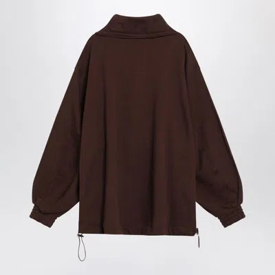 Attico Brown Double American Fleece Anorak Sweatshirt In Brown