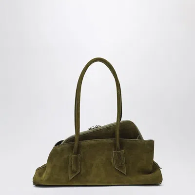 Attico La Passeggiata Small Bag In Khaki Green Suede In Green