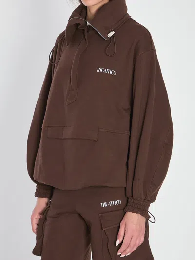 Attico Oversized Blouson With High Collar In Brown