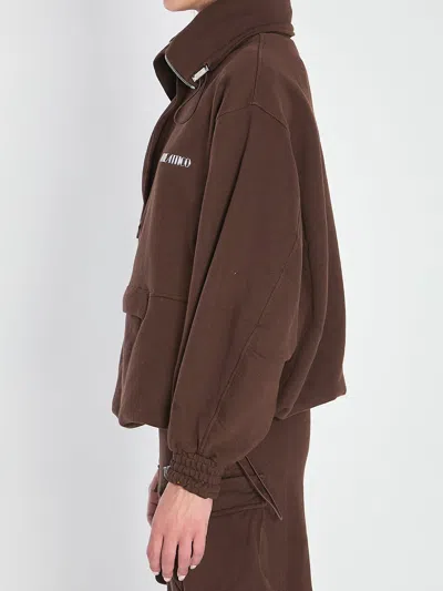 Attico Oversized Blouson With High Collar In Brown
