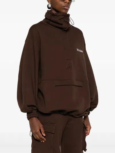 Attico Oversized Blouson With High Collar In Brown