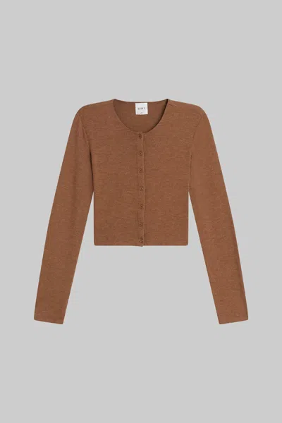 Leset Lauren Crop Cardigan Ii In Brown