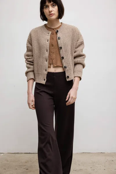 Leset Lauren Crop Cardigan Ii In Brown