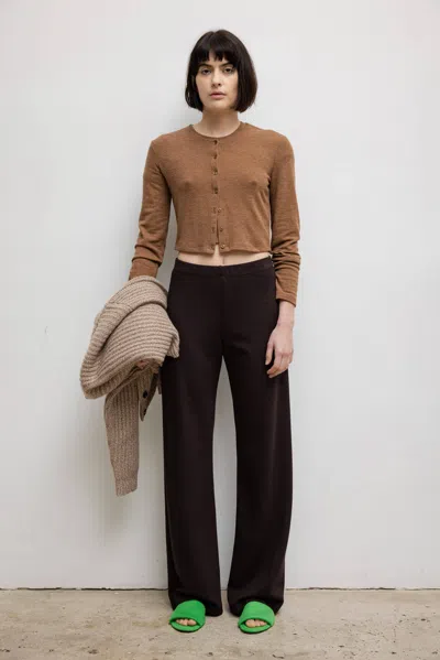 Leset Lauren Crop Cardigan Ii In Brown
