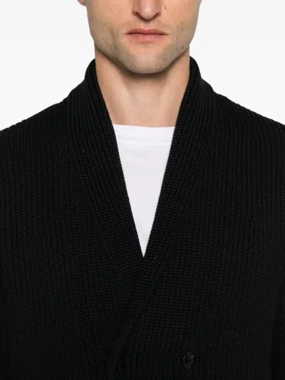 Tom Ford Double-breasted Ribbed Knit Cardigan In Black