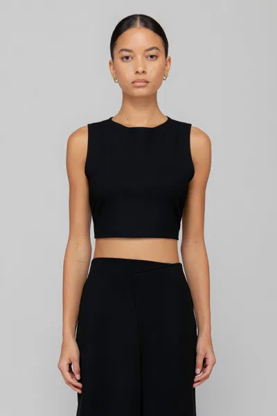 Leset Lauren Sleeveless Crewneck Top In Black