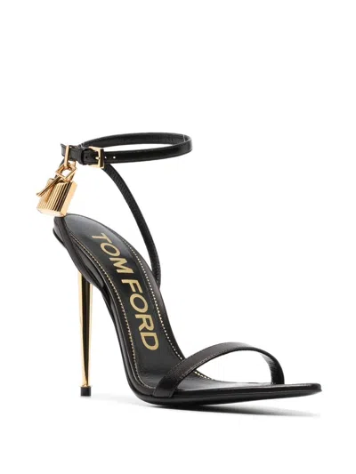 Tom Ford Striking Black Sandals With Delicate Ankle Strap