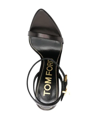 Tom Ford Striking Black Sandals With Delicate Ankle Strap