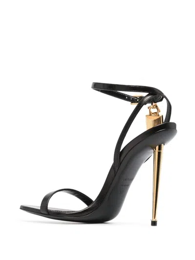 Tom Ford Striking Black Sandals With Delicate Ankle Strap