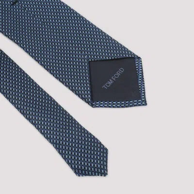 Tom Ford Silk Tie With Textured Pattern In Blue