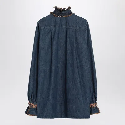 Valentino Denim Blouse With Embroidered Edges