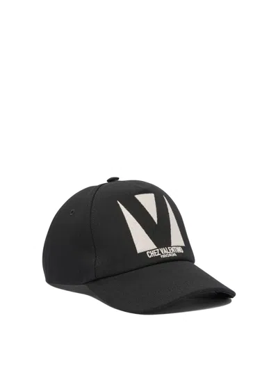 Valentino Cotton Baseball Cap With Embroidery And Curved Brim In Black