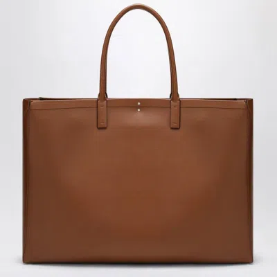Valentino Brown Leather Vlogo Shopping Bag