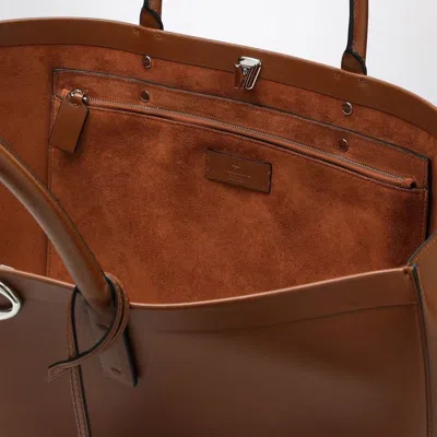 Valentino Brown Leather Vlogo Shopping Bag