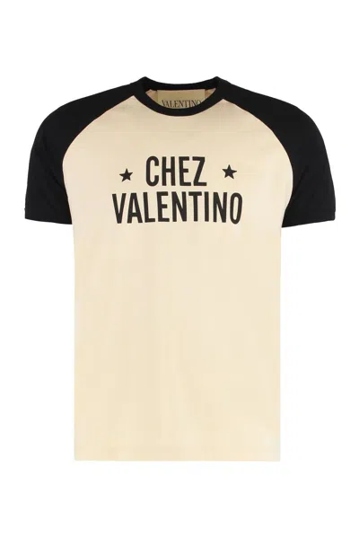 Valentino Sleeve Contrast Graphic Print Crew Neck