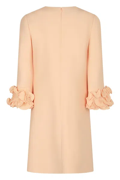 Valentino Wool And Silk Short Dress In Nude