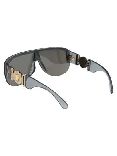 Versace Transparent Grey Nylon Sunglasses In Gray
