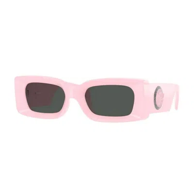 Versace Medusa-plaque Rectangular-frame Sunglasses In Pink