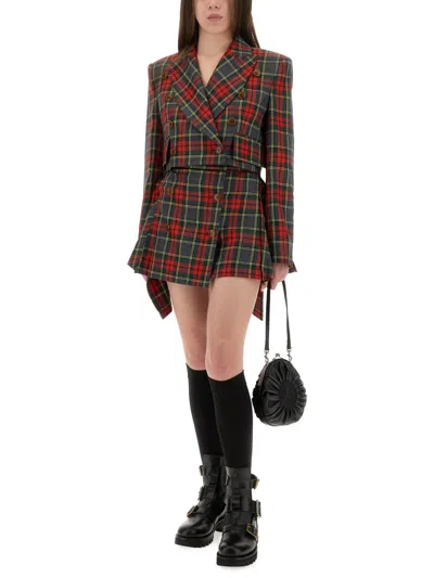 Vivienne Westwood Infinity Plaid Virgin Wool Miniskirt In Red