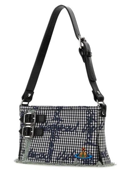 Vivienne Westwood Check Pattern Cotton Shoulder Bag