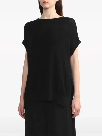 Y's Ruched-detailing Cotton-blend Top In Black