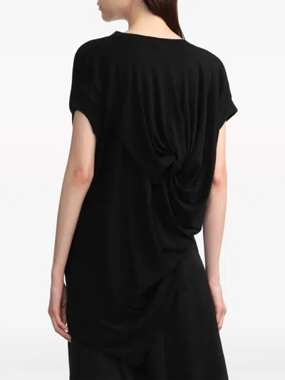 Y's Ruched-detailing Cotton-blend Top In Black