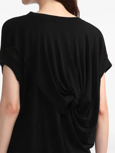 Y's Ruched-detailing Cotton-blend Top In Black