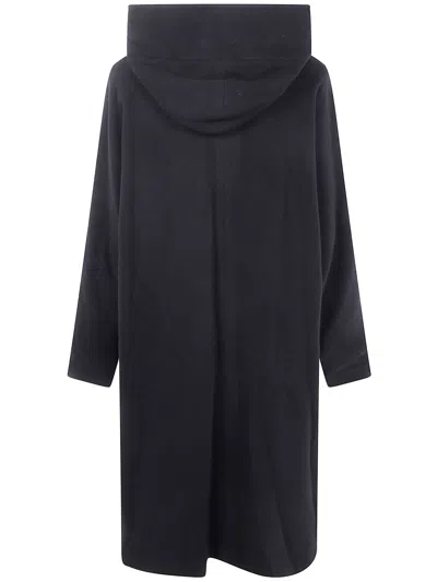 Y's Hooded Button-down Wool Coat In Gray