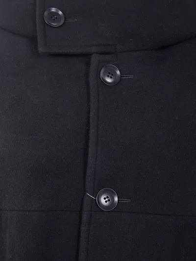 Y's Hooded Button-down Wool Coat In Gray
