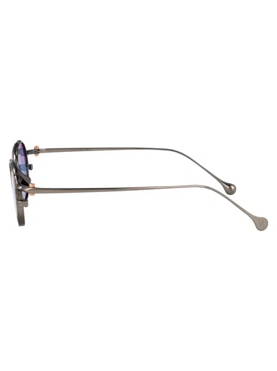 Yohji Yamamoto Dark Gun Brushed Metal Sunglasses In Blue
