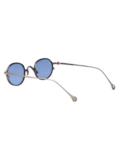 Yohji Yamamoto Dark Gun Brushed Metal Sunglasses In Blue