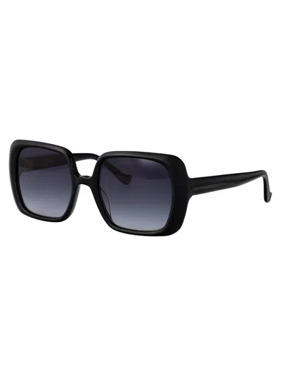 Yohji Yamamoto Matt Black Acetate Sunglasses In Black