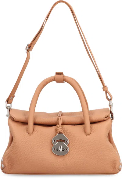 Zanellato Dotta Centauro S Hammered Leather Handbag With Shoulder Strap