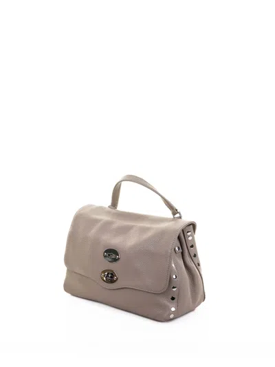 Zanellato Postina Daily Baby Leather Handbag With Shoulder Strap In Gray