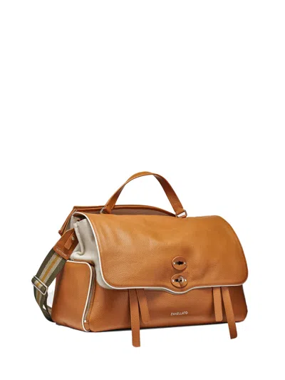 Zanellato Racquet Club Xl Leather Messenger Bag With Shoulder Strap