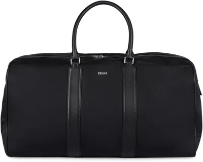Zegna Leather-trimmed Nylon Holdall In Black