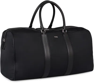 Zegna Leather-trimmed Nylon Holdall In Black