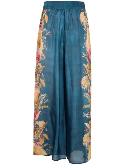 Zimmermann Flowing Floral Print Wide Trousers With Elasticated Waist