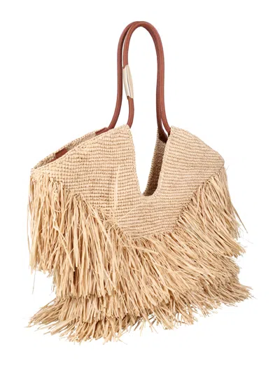 Zimmermann Natural Goldentime Fringe Medium Tote In Neutral