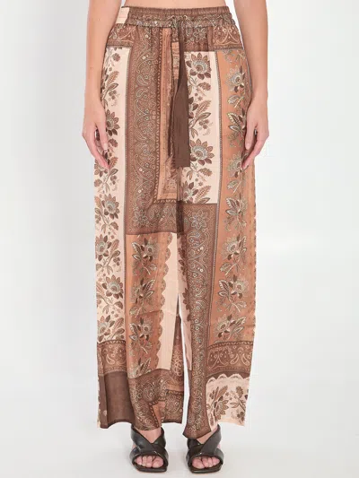 Zimmermann Lucky Printed Silk Trousers In Multi