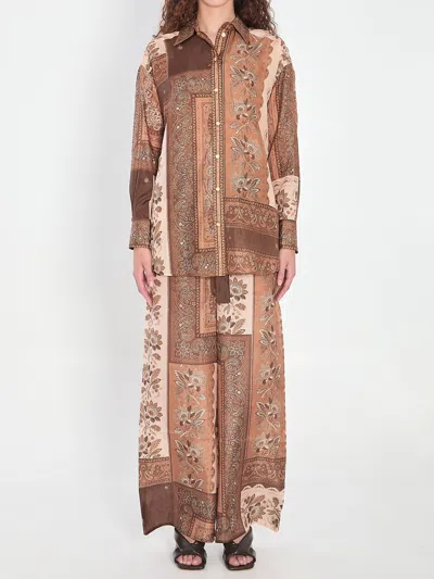 Zimmermann Lucky Printed Silk Trousers In Multi