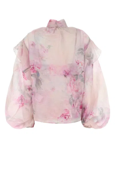 Zimmermann Printed Linen Blend Crush Blouse