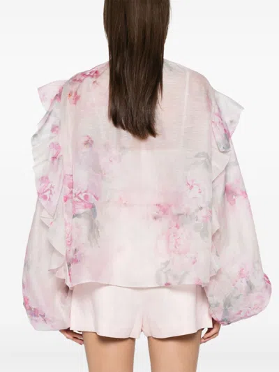 Zimmermann Printed Linen Blend Crush Blouse