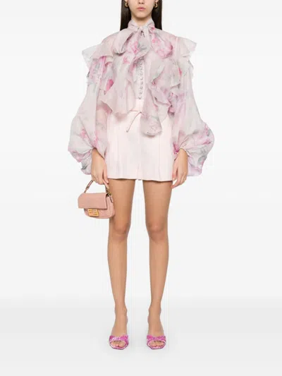 Zimmermann Printed Linen Blend Crush Blouse