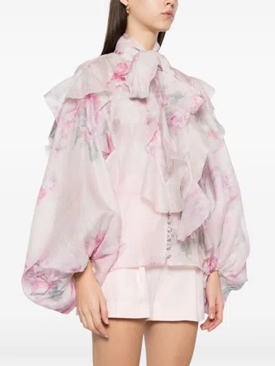 Zimmermann Printed Linen Blend Crush Blouse