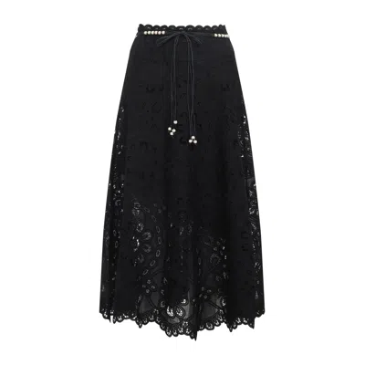 Zimmermann Rhiannon Embroidered Midi Skirt