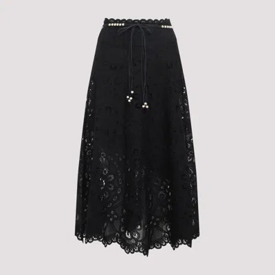 Zimmermann Rhiannon Embroidered Midi Skirt